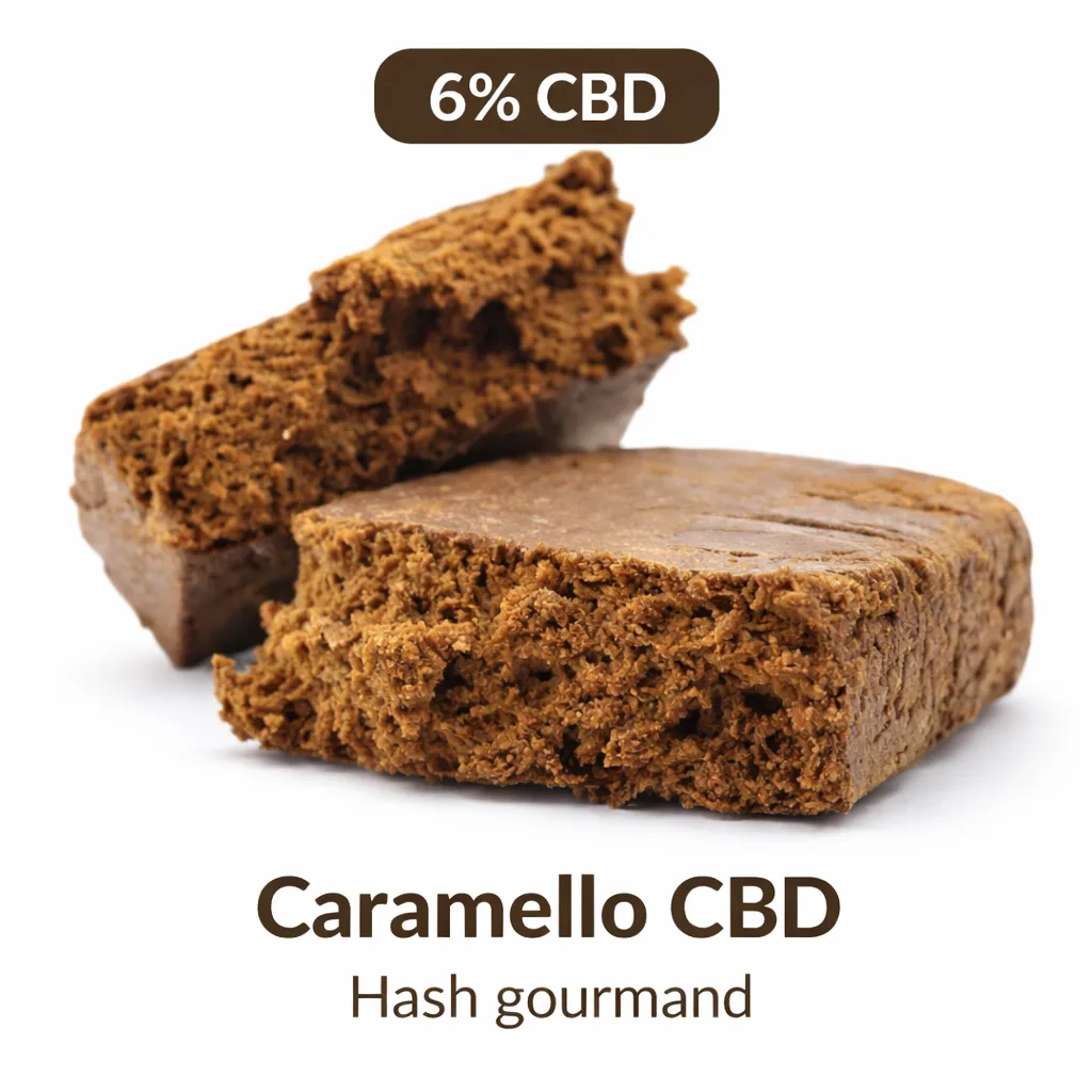 Caramello CBD 6% hash résine gourmande texture souple MJ Store