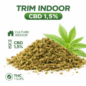 Trim Indoor CBD 1,5% matière végétale issue de culture indoor MJ Store