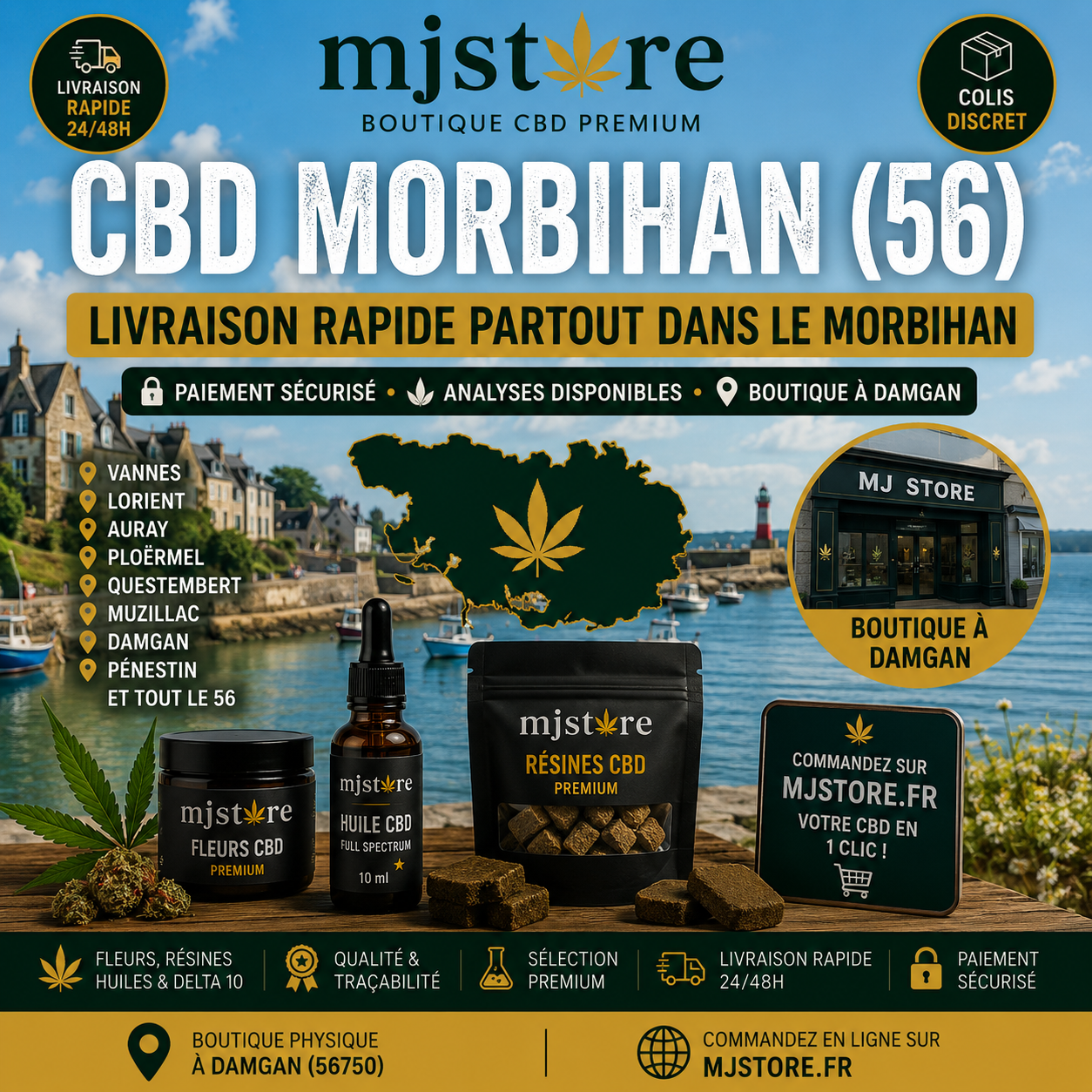 CBD Plumelec : commande et livraison avec MJ Store