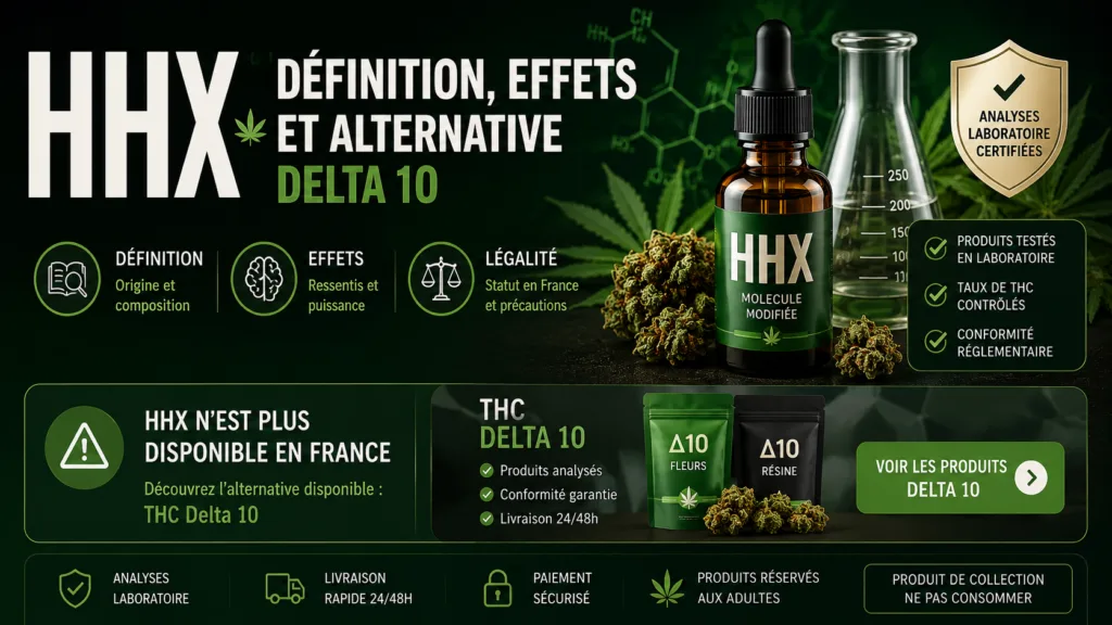 HHX définition effets légalité et alternative Delta 10 MJ Store