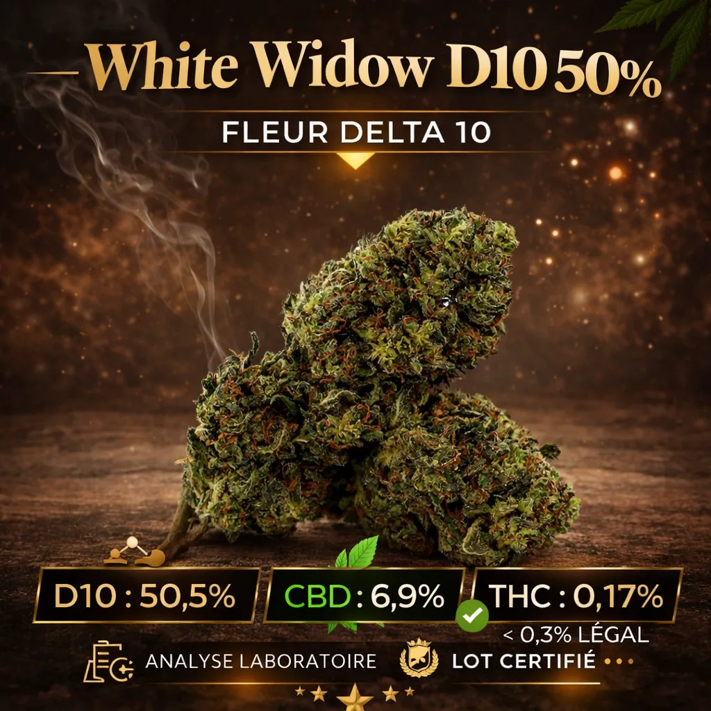 Fleur White Widow Delta 10 50% enrichie – MJ Store