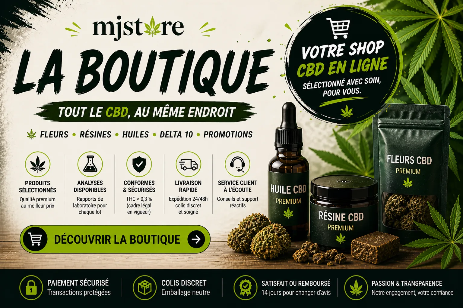 Boutique CBD en ligne MJ Store livraison CBD Plouhinec Étel Belz Lorient Morbihan