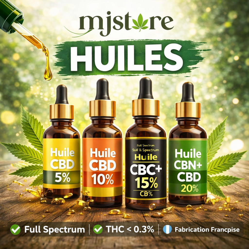 Huiles CBD full spectrum différents dosages MJ Store