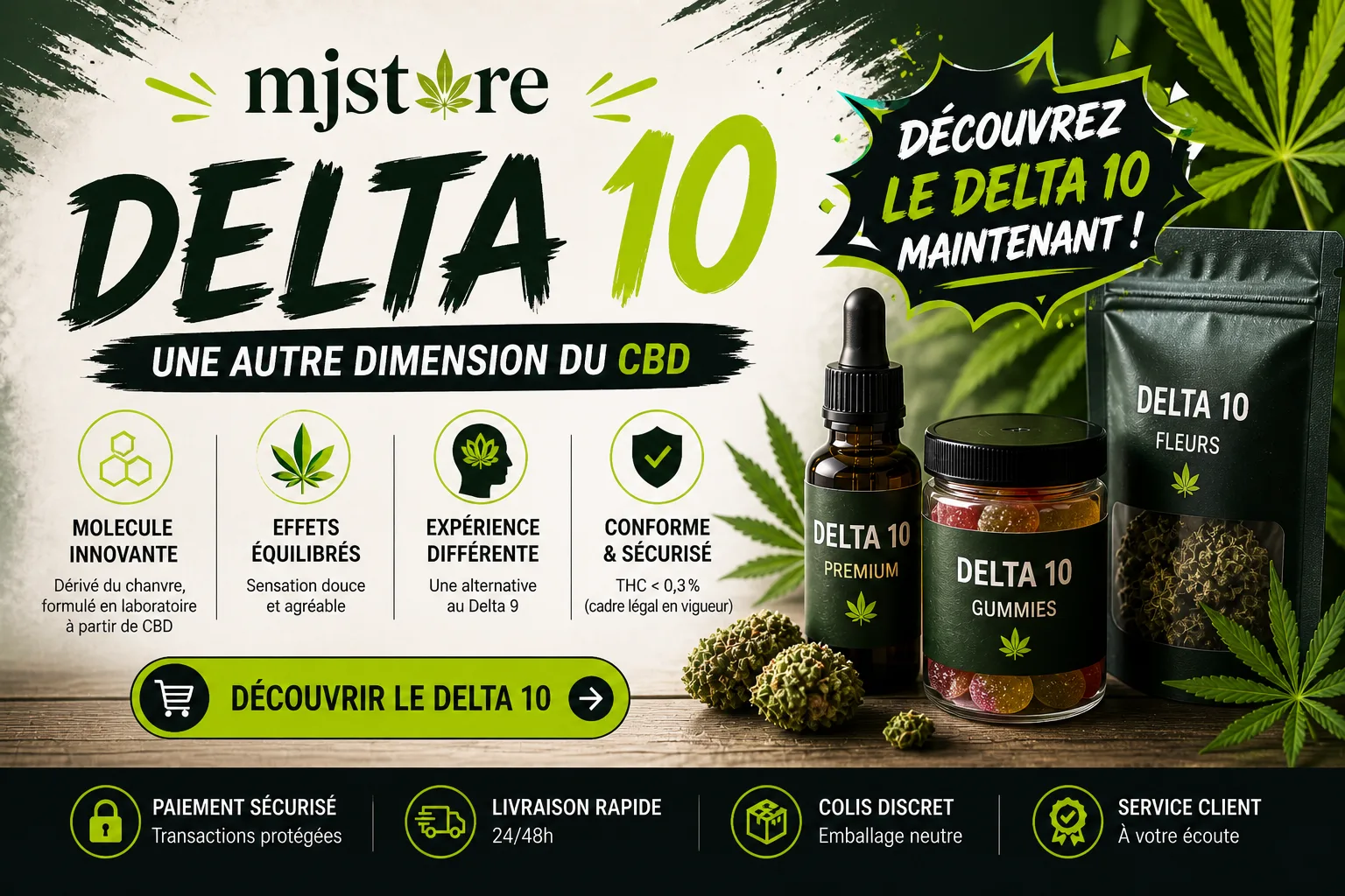 Delta 10 fleurs et résines sélection MJ Store livraison Plouhinec