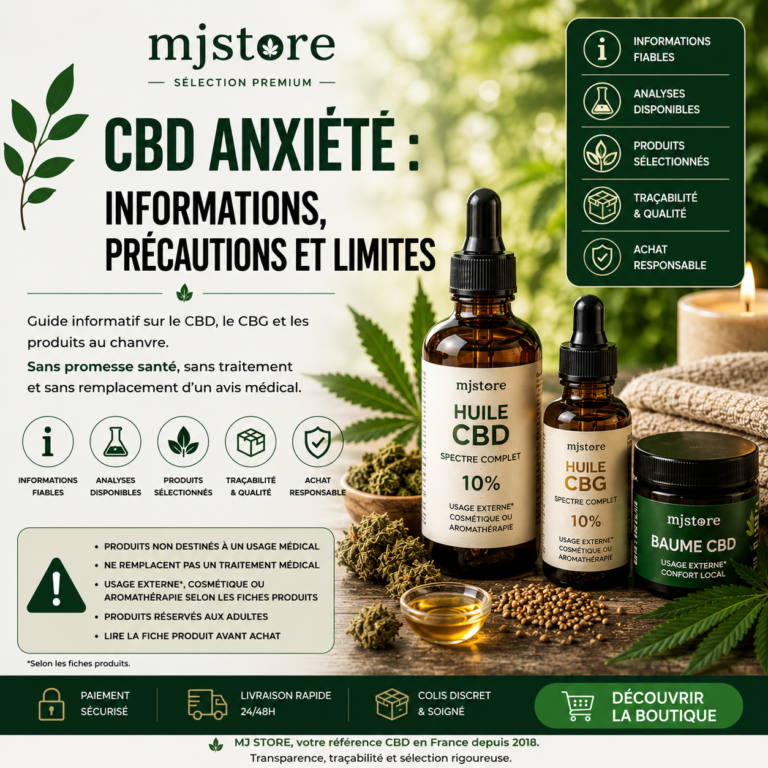CBD anxiété : informations, précautions et limites MJ Store
