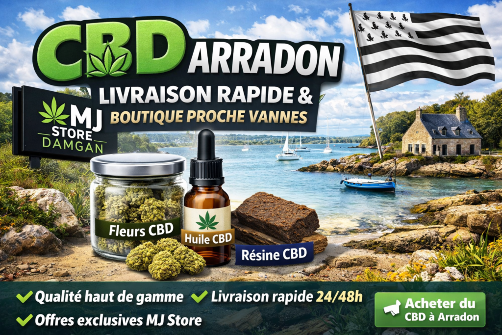 Boutique CBD proche Arradon avec fleurs CBD, huiles et résines – livraison rapide 24/48h dans le Morbihan par MJ Store