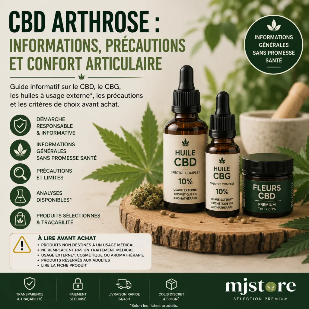 CBD arthrose : informations, précautions et guide MJ Store