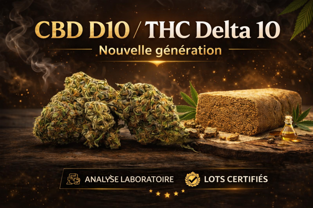 CBD D10 THC Delta 10 fleurs et résines nouvelle génération analyse laboratoire lots certifiés MJ Store