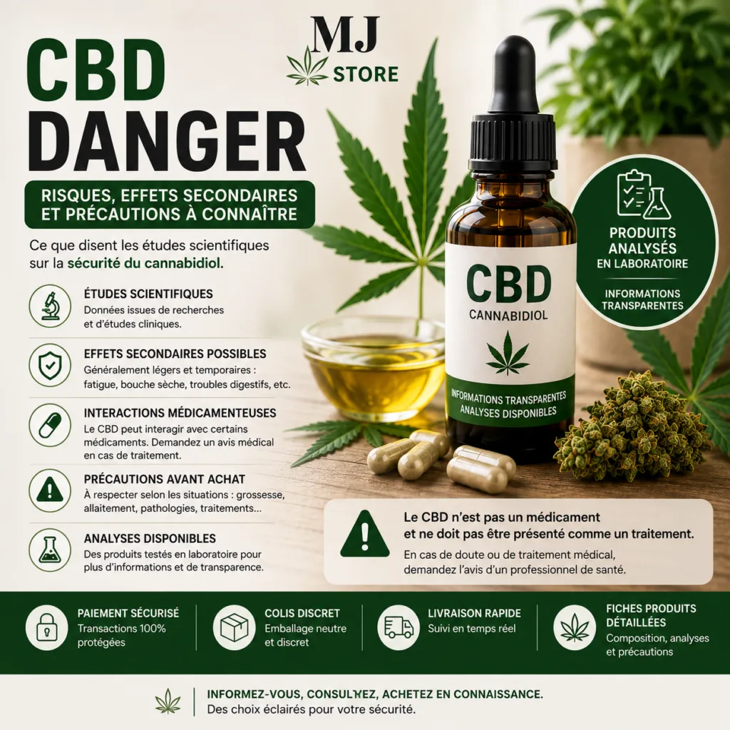 CBD danger risques effets secondaires précautions et guide avant achat MJ Store