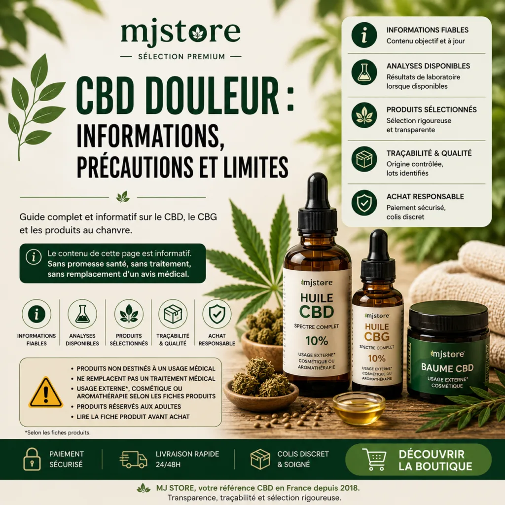 CBD douleur : informations, précautions et limites MJ Store