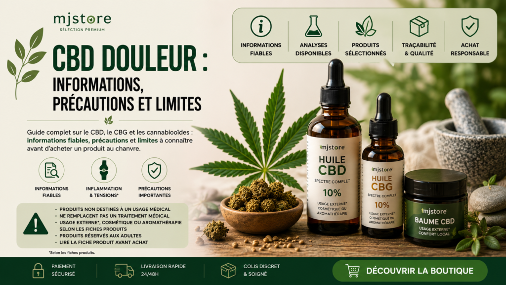 CBD douleur : informations, précautions et limites MJ Store