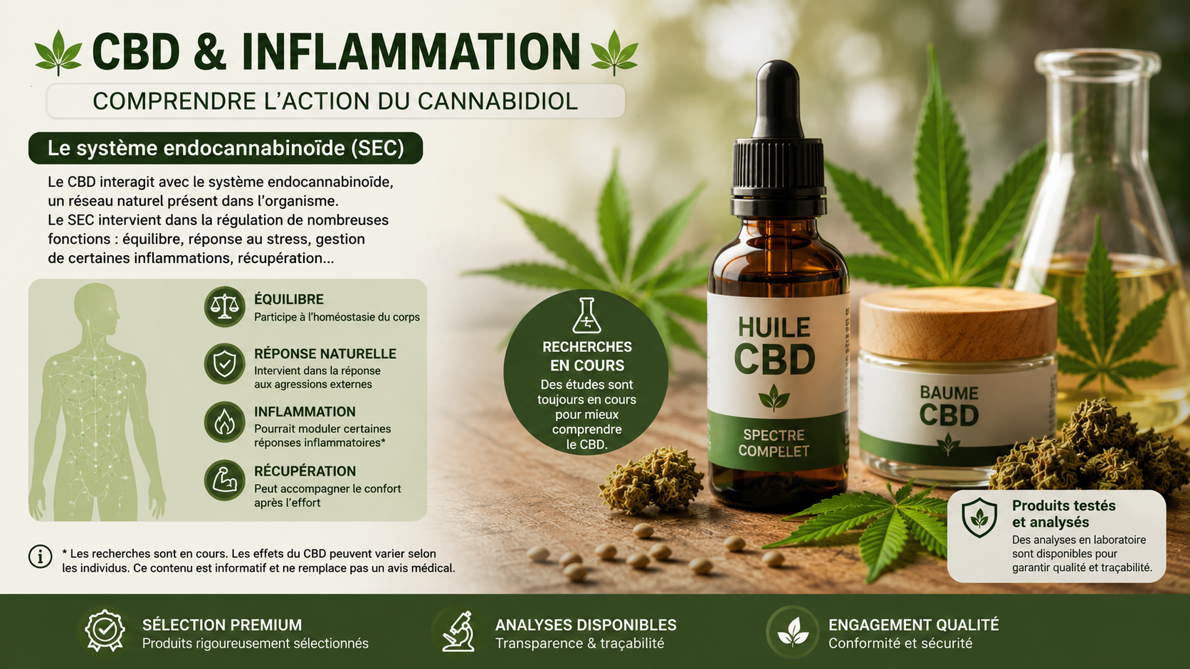 CBD inflammation et système endocannabinoïde : recherches en cours et précautions MJ Store