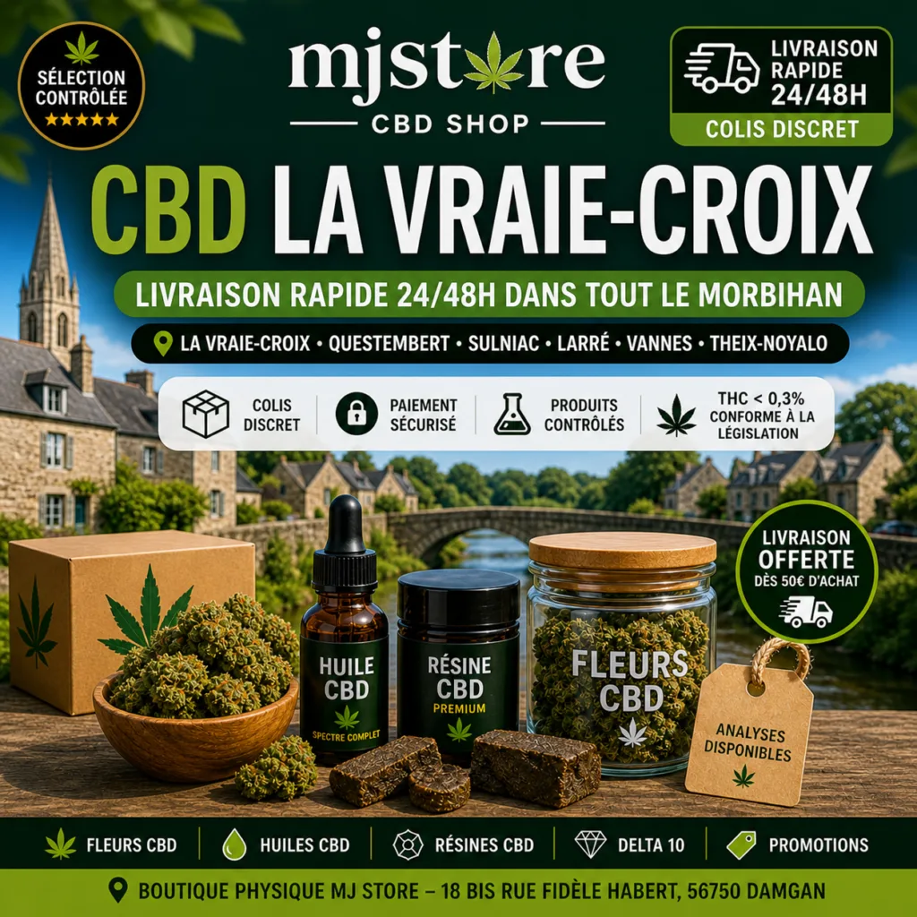 CBD Larmor-Baden livraison rapide et boutique CBD proche MJ Store Damgan