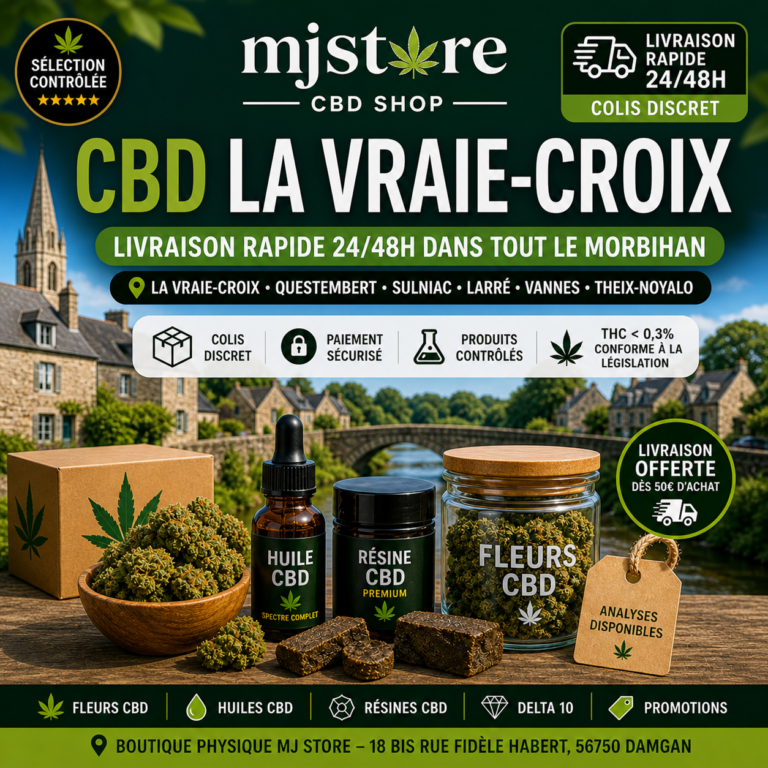 CBD Larmor-Baden livraison rapide et boutique CBD proche MJ Store Damgan