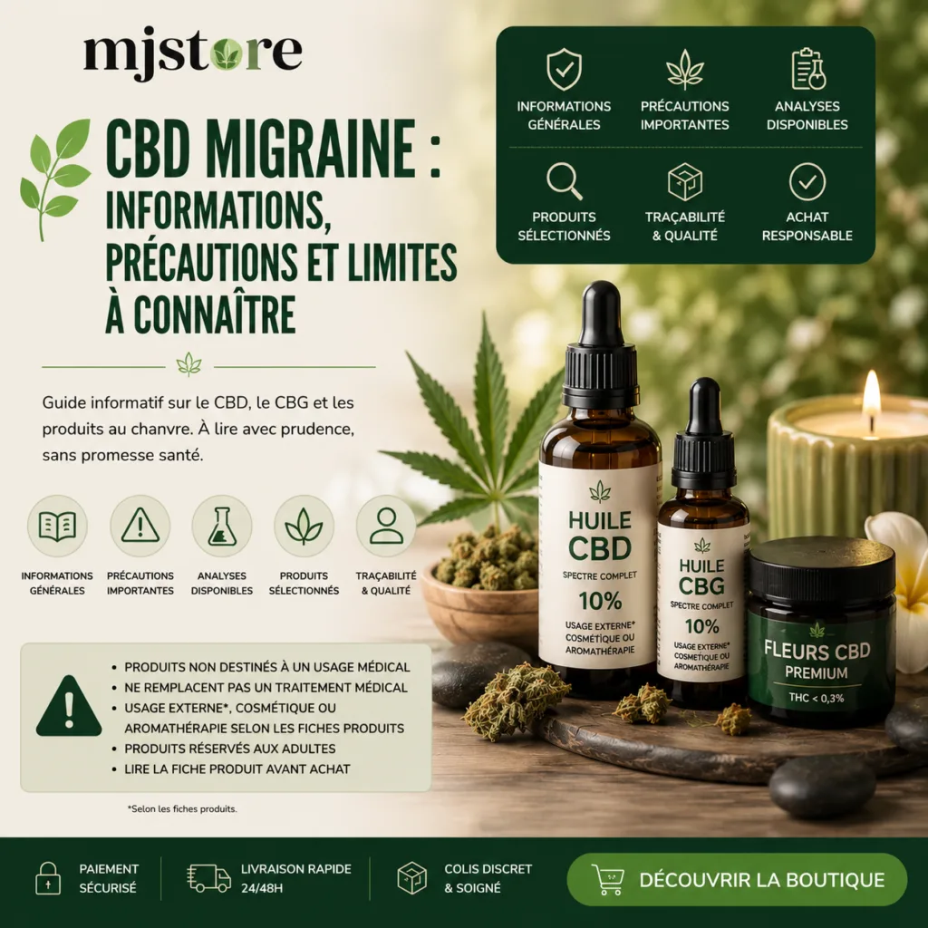CBD migraine : informations, précautions et guide MJ Store
