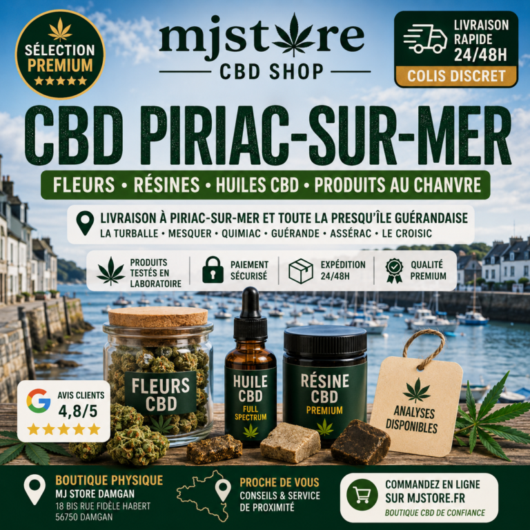 CBD Piriac-sur-Mer livraison rapide 24 48h boutique CBD presqu’île guérandaise MJ Store