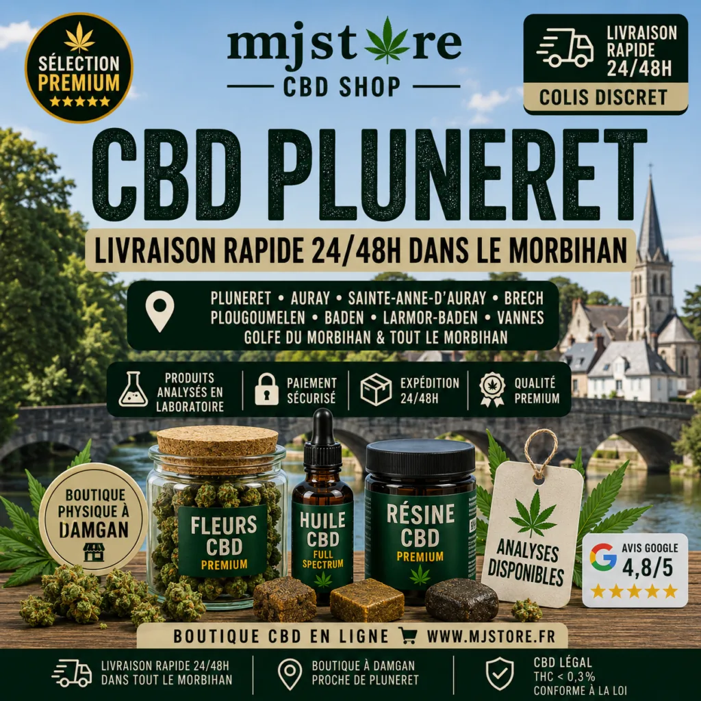 CBD Pluneret livraison rapide 24 48h près Auray Morbihan MJ Store
