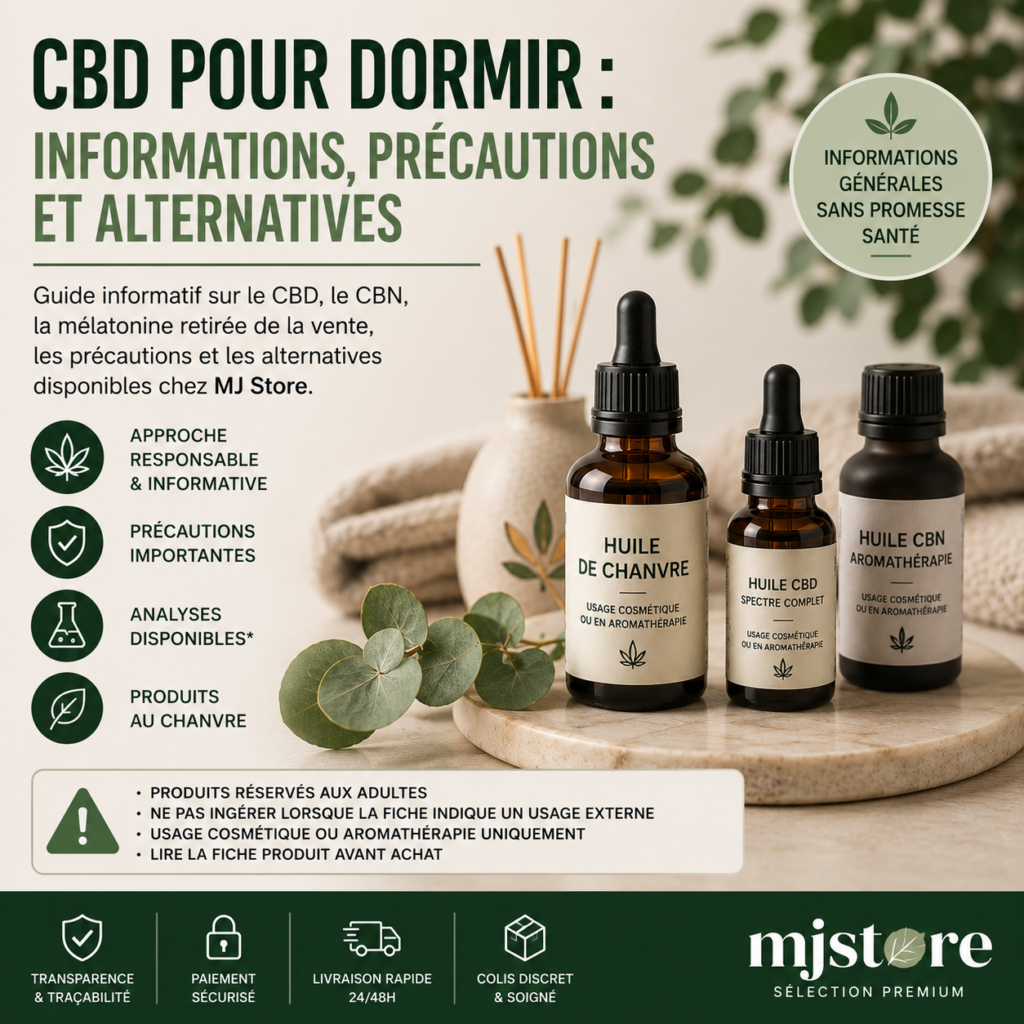 CBD pour dormir : guide informatif, précautions et alternatives MJ Store
