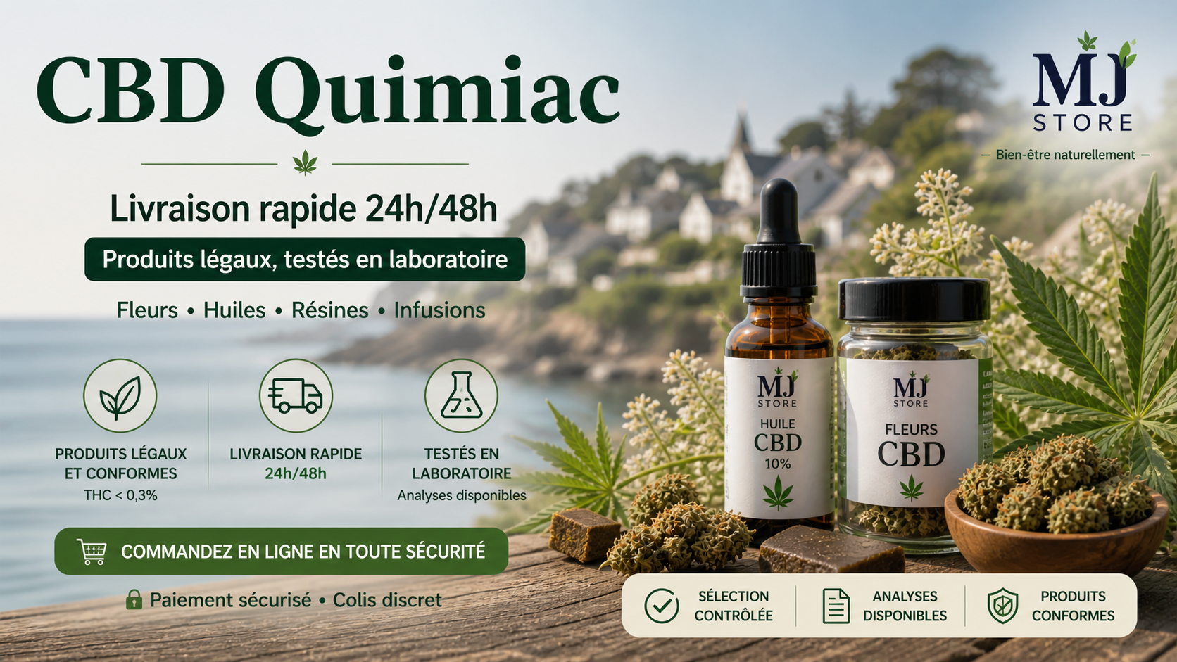 CBD Quimiac livraison rapide 24/48h avec produits testés en laboratoire MJ Store
