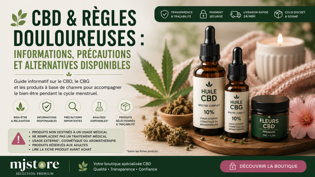 CBD règles douloureuses : informations, précautions et alternatives MJ Store