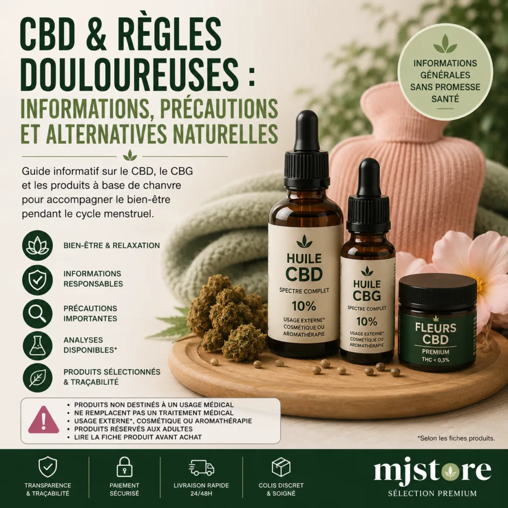 CBD règles douloureuses : informations, précautions et guide MJ Store