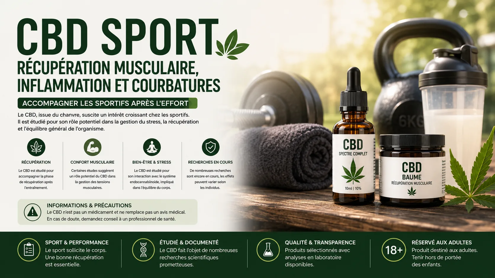CBD sport : récupération musculaire, courbatures, informations et précautions MJ Store
