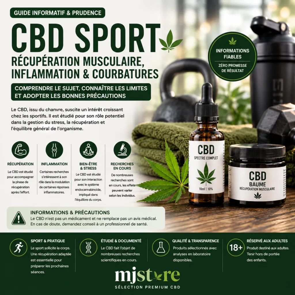 CBD sport : récupération musculaire, courbatures et précautions MJ Store