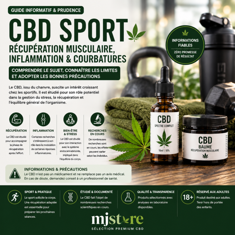 CBD sport : récupération musculaire, courbatures et précautions MJ Store