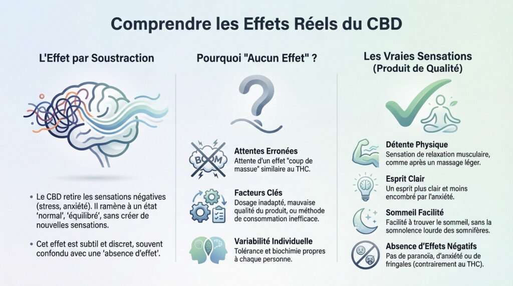 Effet CBD Nivillac relaxation rapide stress sommeil