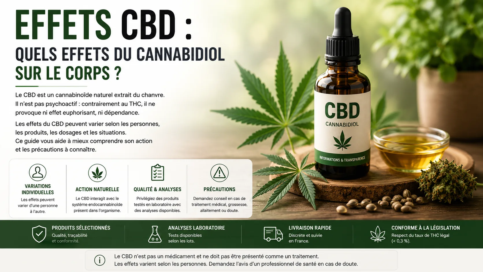 Effets CBD cannabidiol sur le corps guide informations et précautions MJ Store