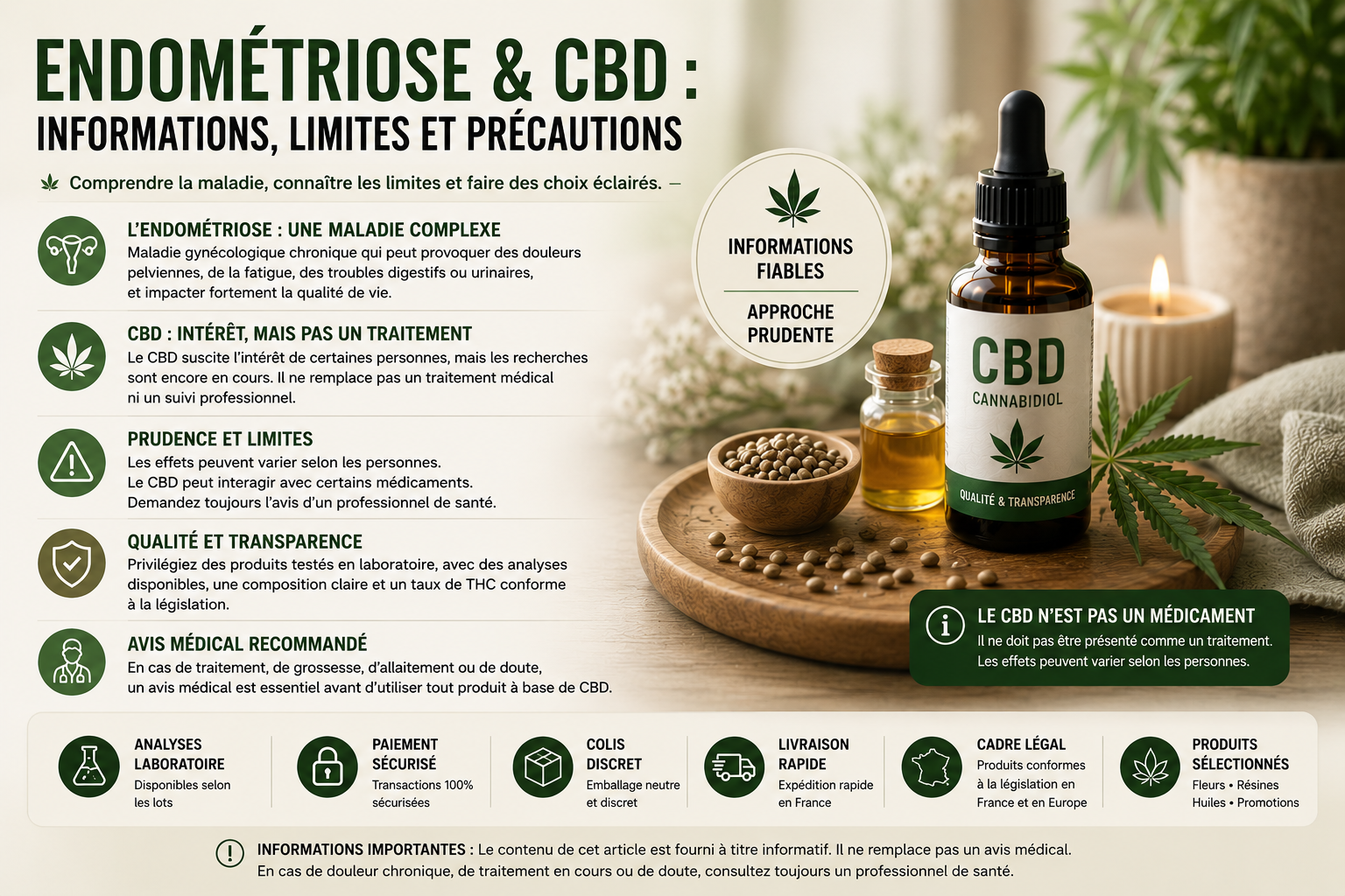 Endométriose CBD informations limites précautions et avis médical MJ Store