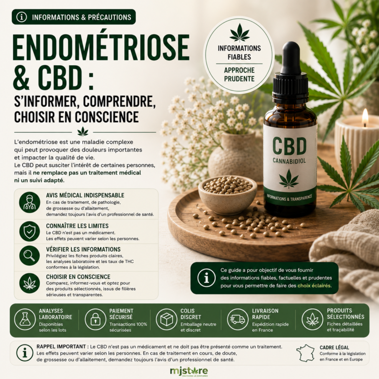 Endométriose CBD informations précautions avis médical et choix éclairé MJ Store