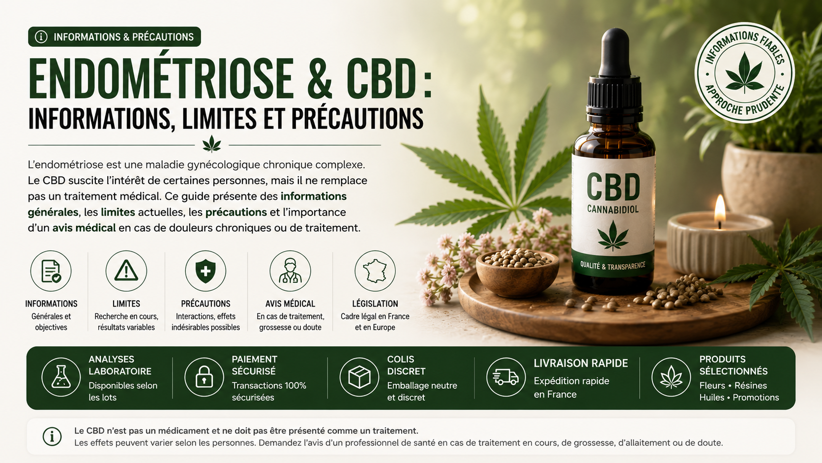 Endométriose CBD informations précautions avis médical et analyses MJ Store