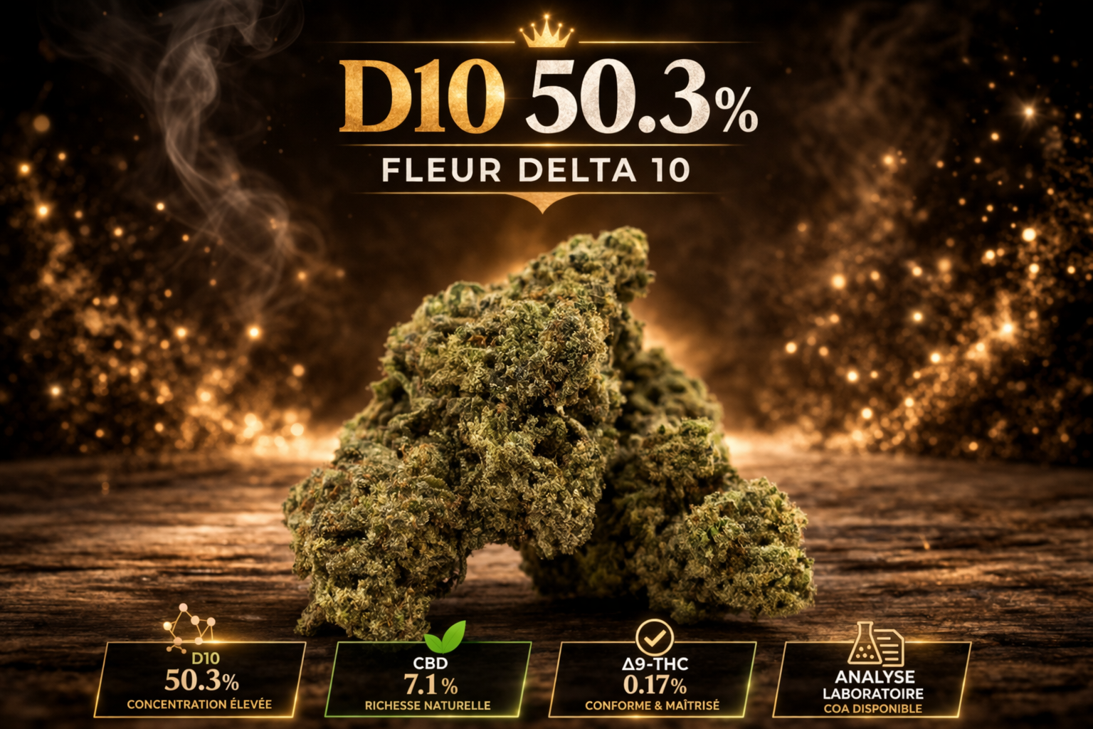 Space Monkey Delta 10 50% fleur D10 premium avec analyse laboratoire MJ Store