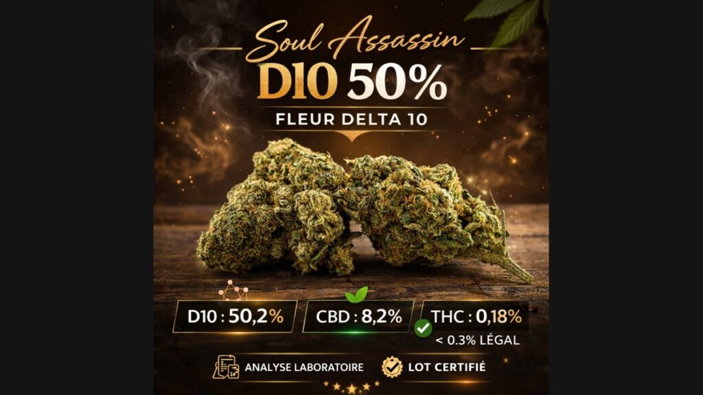 Soul Assassin D10 50% fleur THC Delta 10 analyse laboratoire