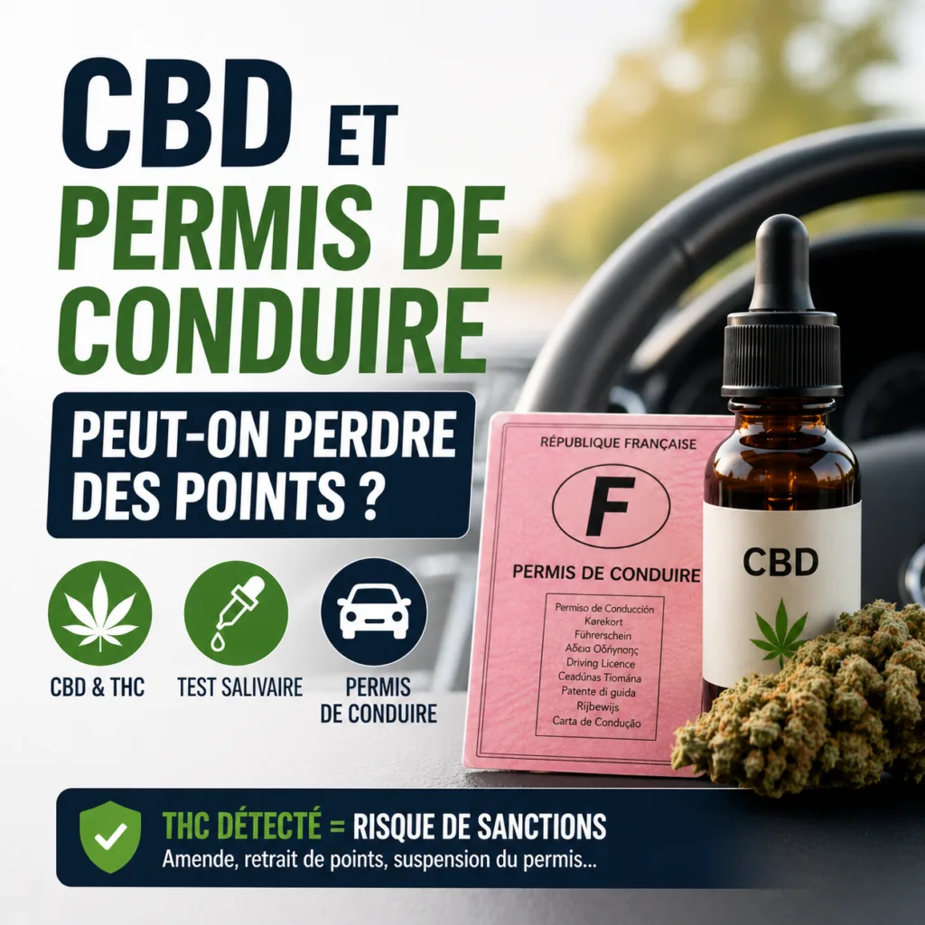 CBD et permis de conduire perte de points test salivaire THC et risques au volant
