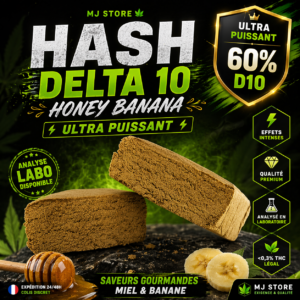 Hash Delta 10 60% Honey Banana ultra puissant résine premium MJ Store analyse laboratoire disponible