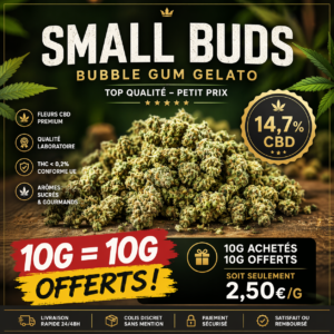 small buds cbd bubble gum gelato 14,7% offre 10g offerts fleurs cbd pas cher mj store