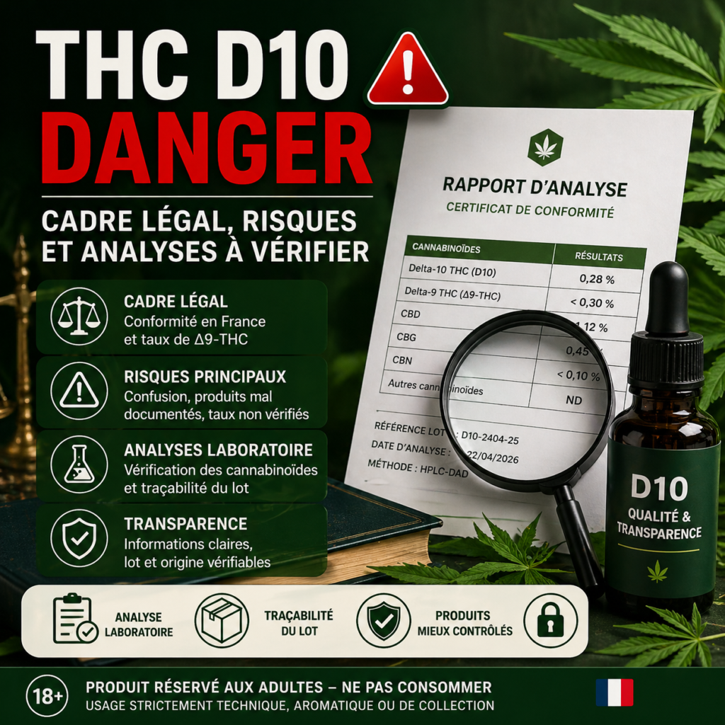 THC D10 danger cadre légal risques et analyses laboratoire MJ Store