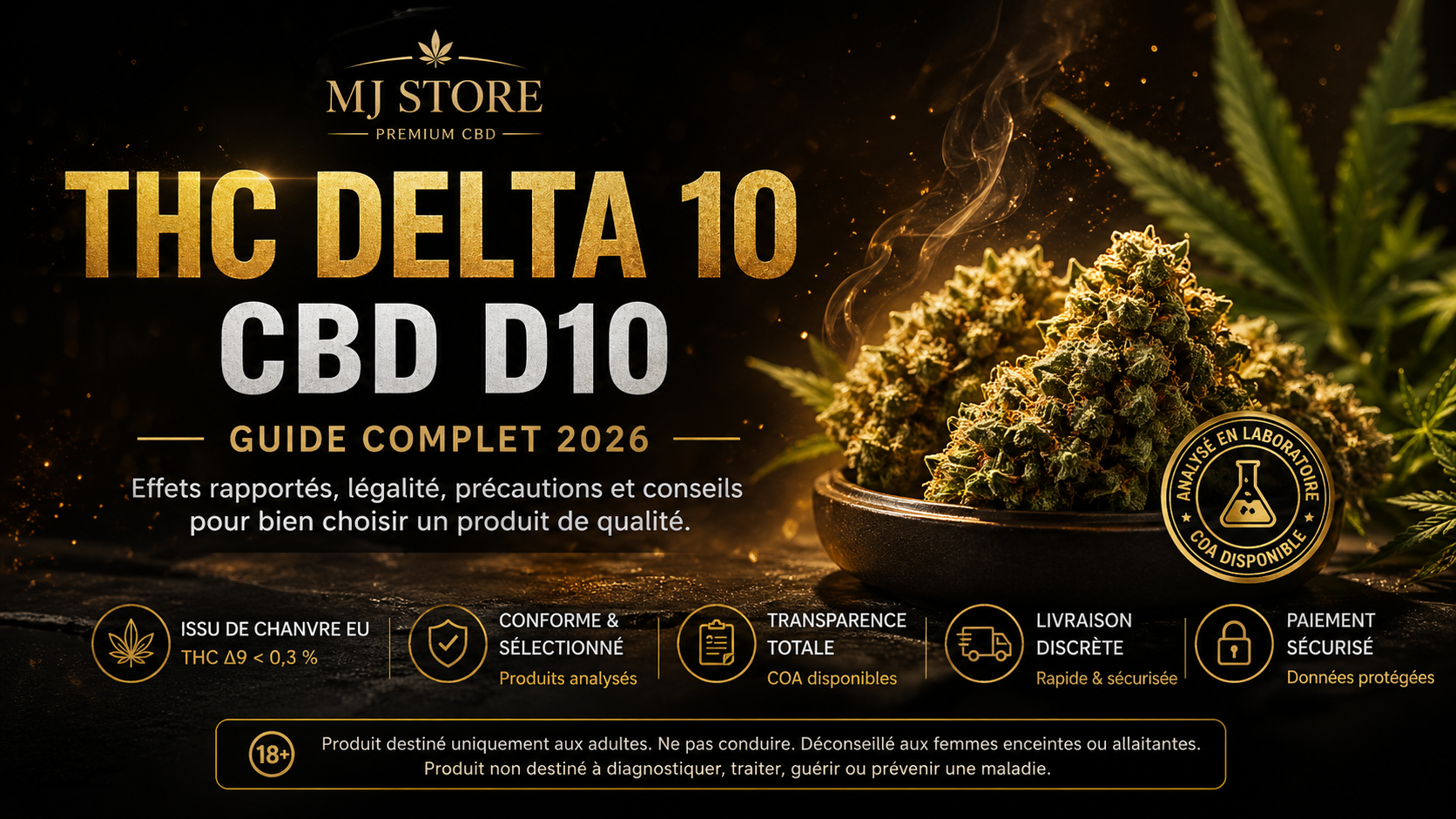 THC Delta 10 CBD D10 guide 2026 avec analyse laboratoire et traçabilité MJ Store
