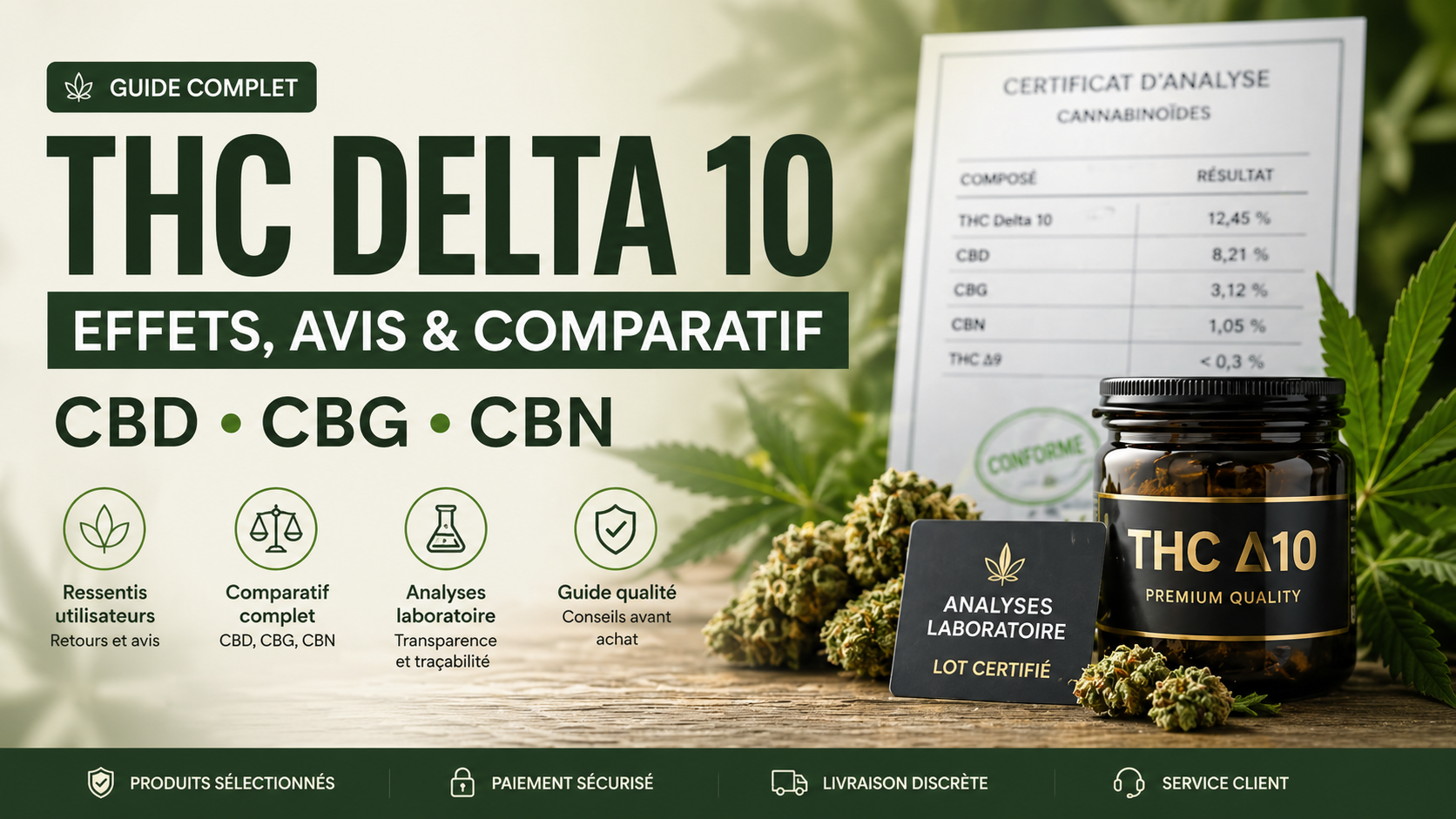 THC Delta 10 effets avis et comparatif CBD CBG CBN avec analyses laboratoire