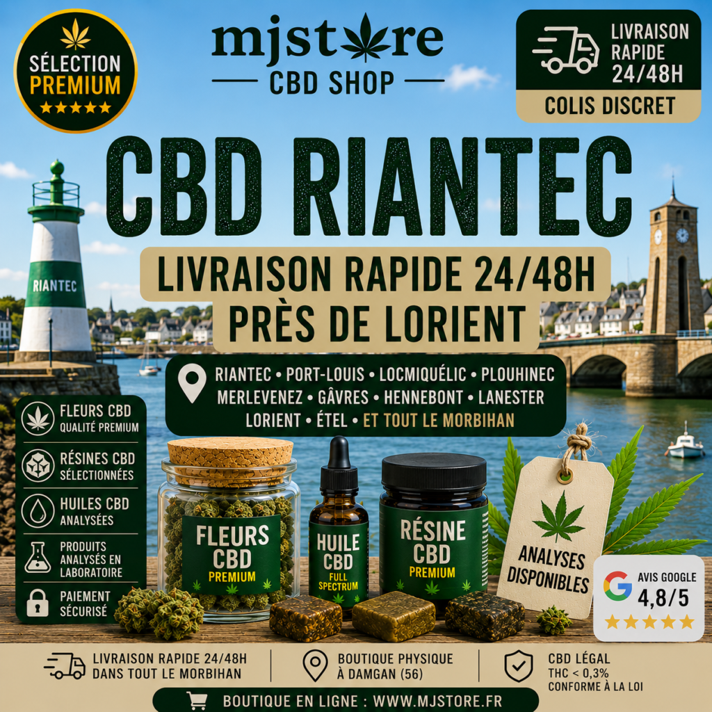 CBD Riantec livraison rapide 24 48h près de Lorient MJ Store