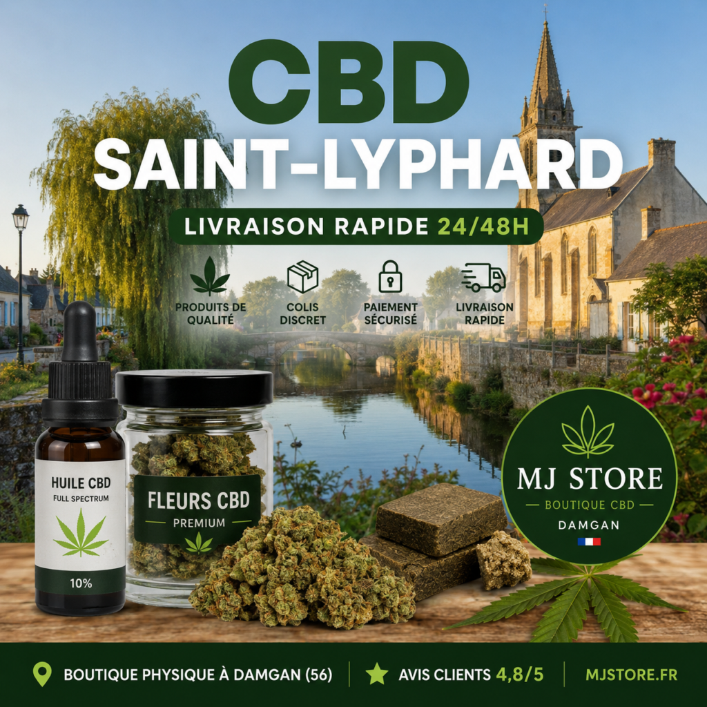 CBD Saint-Lyphard livraison rapide avec MJ Store, fleurs CBD, résines CBD, huiles CBD, promotions et avis Google 4,8/5