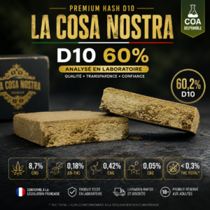 La Cosa Nostra D10 60% hash Delta 10 analysé en laboratoire MJ Store