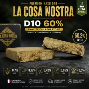 La Cosa Nostra D10 60% hash Delta 10 analysé en laboratoire MJ Store