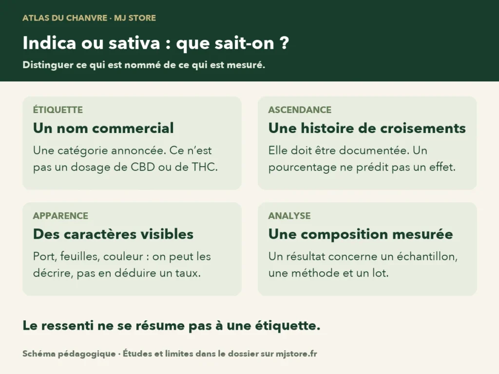 Un nom commercial, une ascendance, une apparence et une composition mesurée sont quatre informations distinctes.