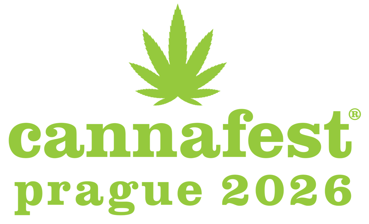 Logo officiel Cannafest Prague 2026, avec une feuille de chanvre verte