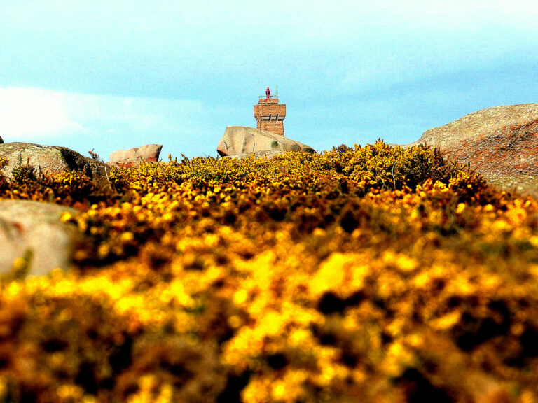 Phare de Ploumanac’h et rochers de granit rose dans les Côtes-d’Armor