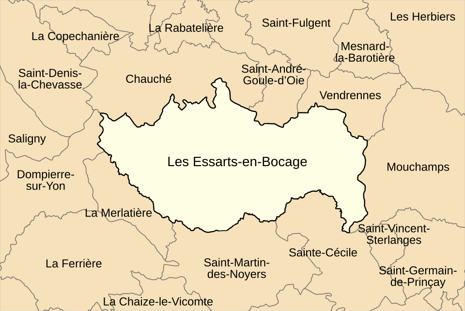 Carte de localisation d’Essarts-en-Bocage en Vendée