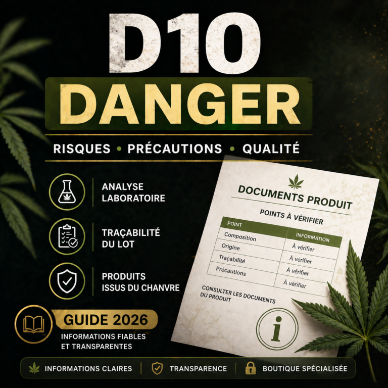 Visuel D10 danger avec feuilles de chanvre et document illustré des points à vérifier